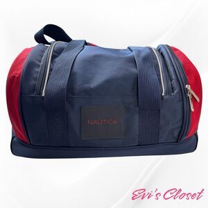 Nautica Duffle Gym Bag Navy Red Accents Lightly Used